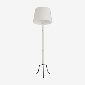 Lampadaire tripode noir & blanc style bambou, 1950