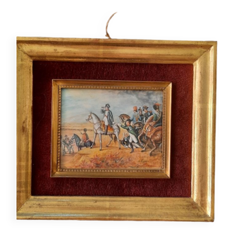 Miniature Napoleon at the Battle of Austerlitz. Minister hand-painted on real ivory