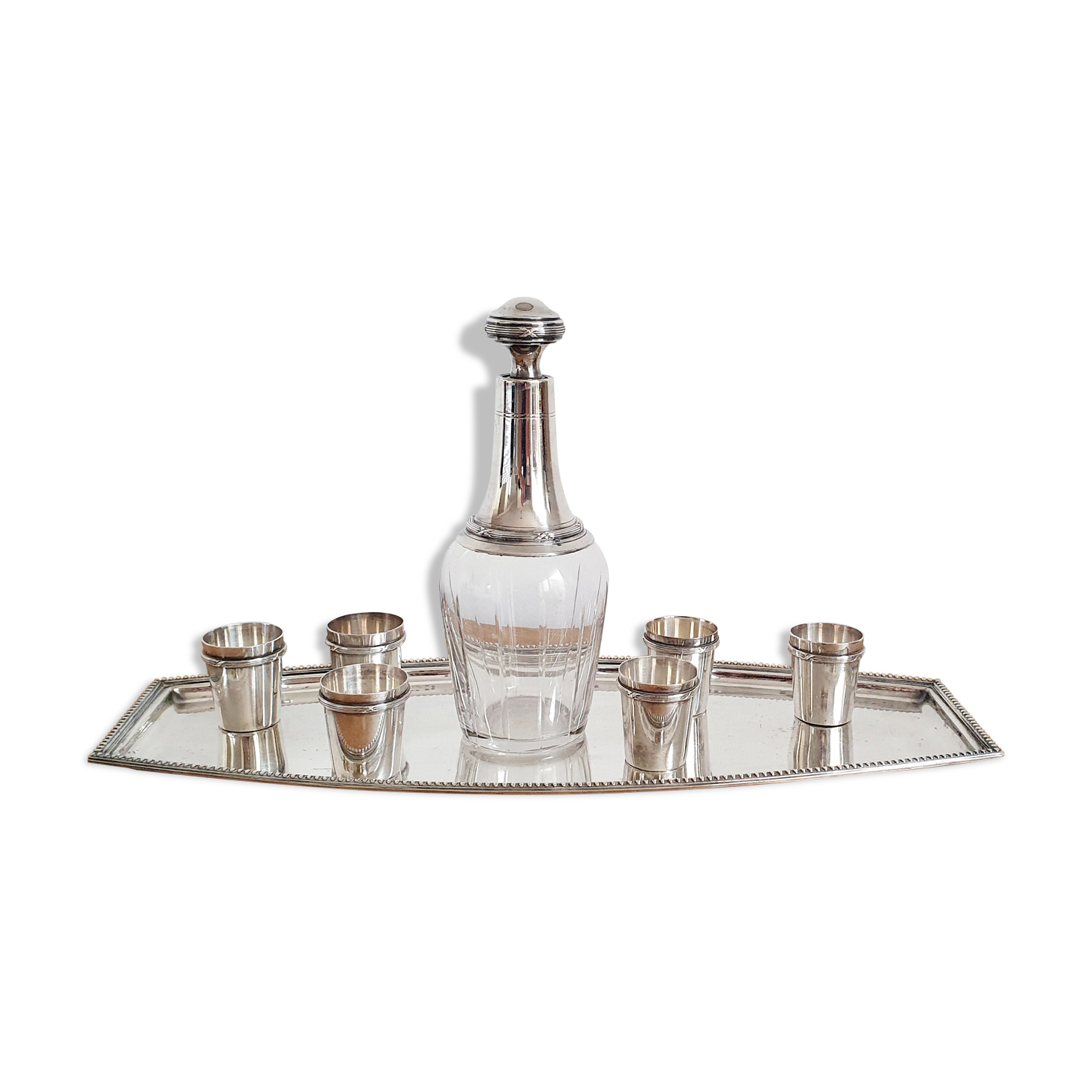 Silver and crystal liquor service