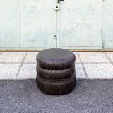 Pouf in vinile e legno con scaletta e scomparto, Italia Anni '60