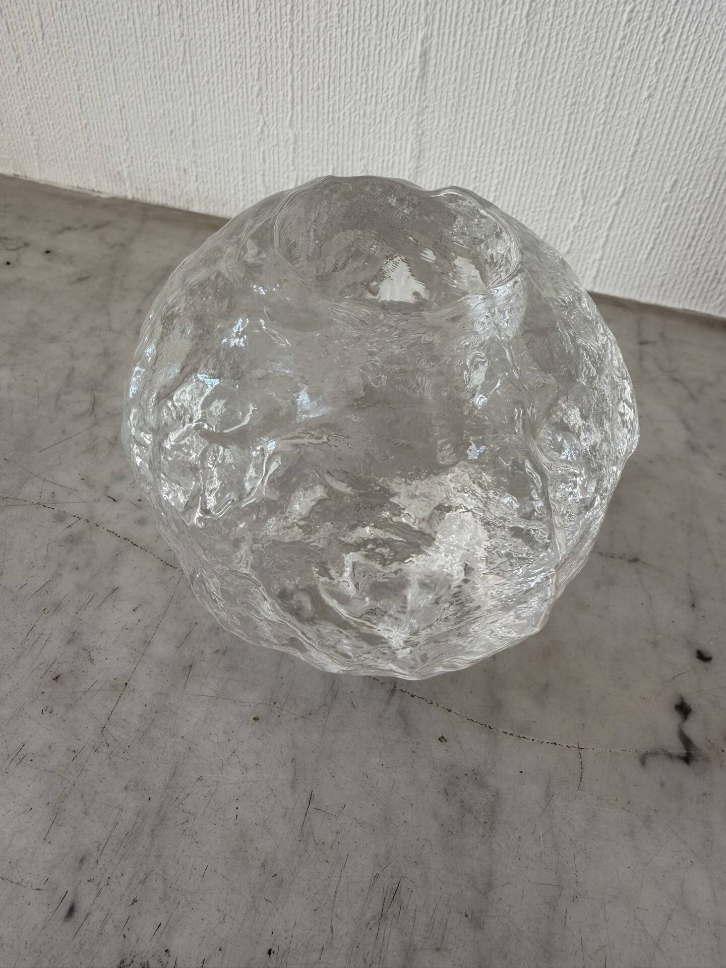 Kosta Boda Scandinavian Art Glass Tealight Holder / Ice Glass Candle H