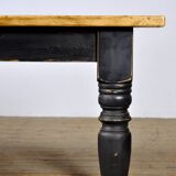 Table de ferme en pin avec plateau ancien