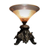 small lamp in golden regule 1930 to 40 with inter, and opaque molded glass pink ,,,23cmx17cm