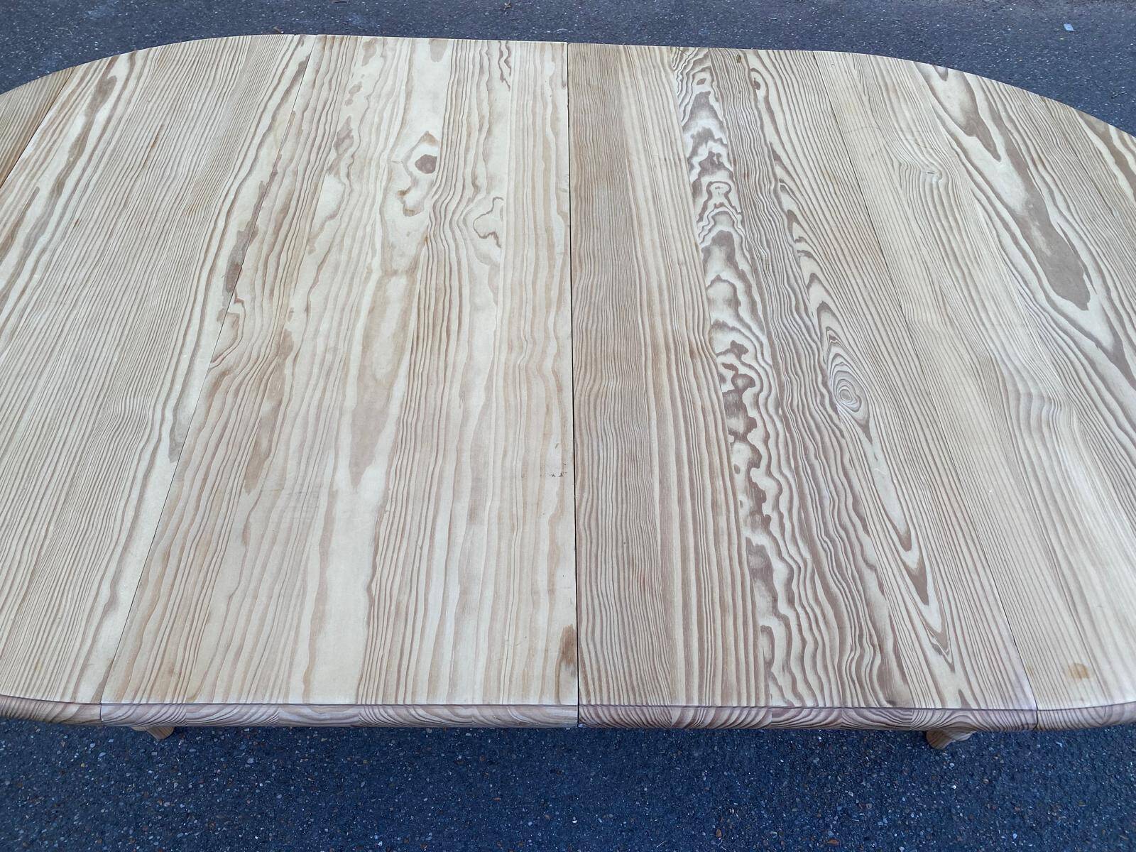 Louis Philippe extendable round dining table with shutters, renovated pine, 190cm