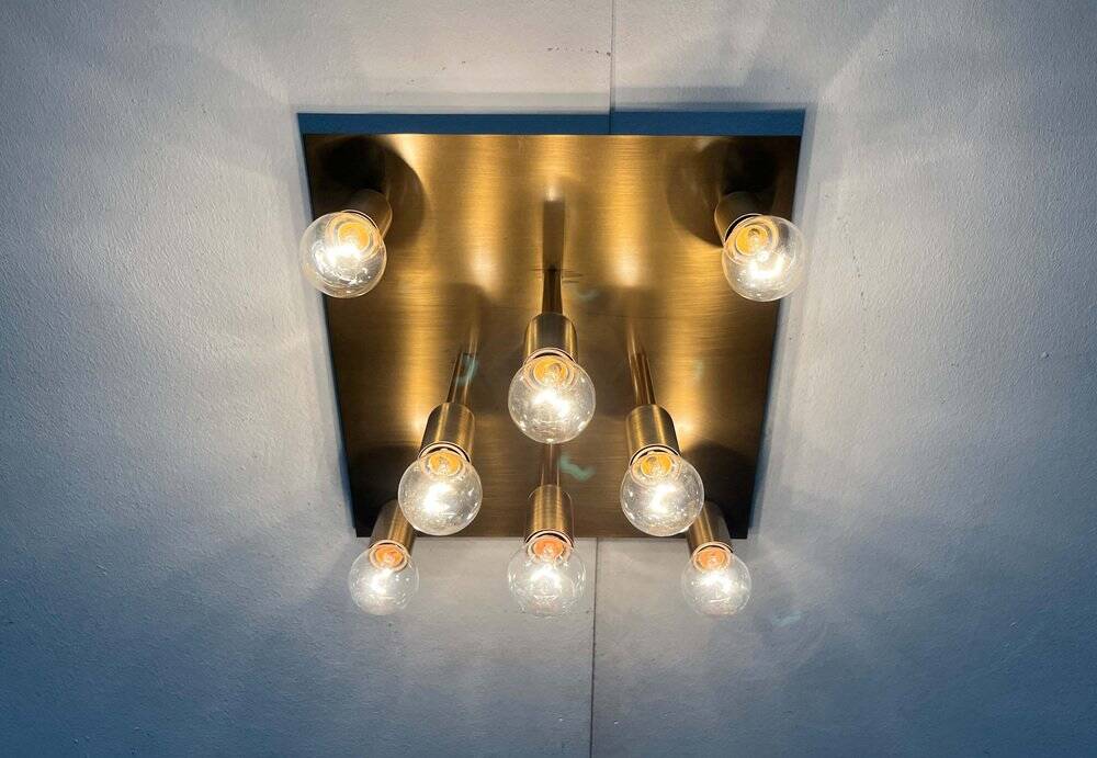 Vintage German Brass Ceiling or Wall Lamp from Sölken, 1970s