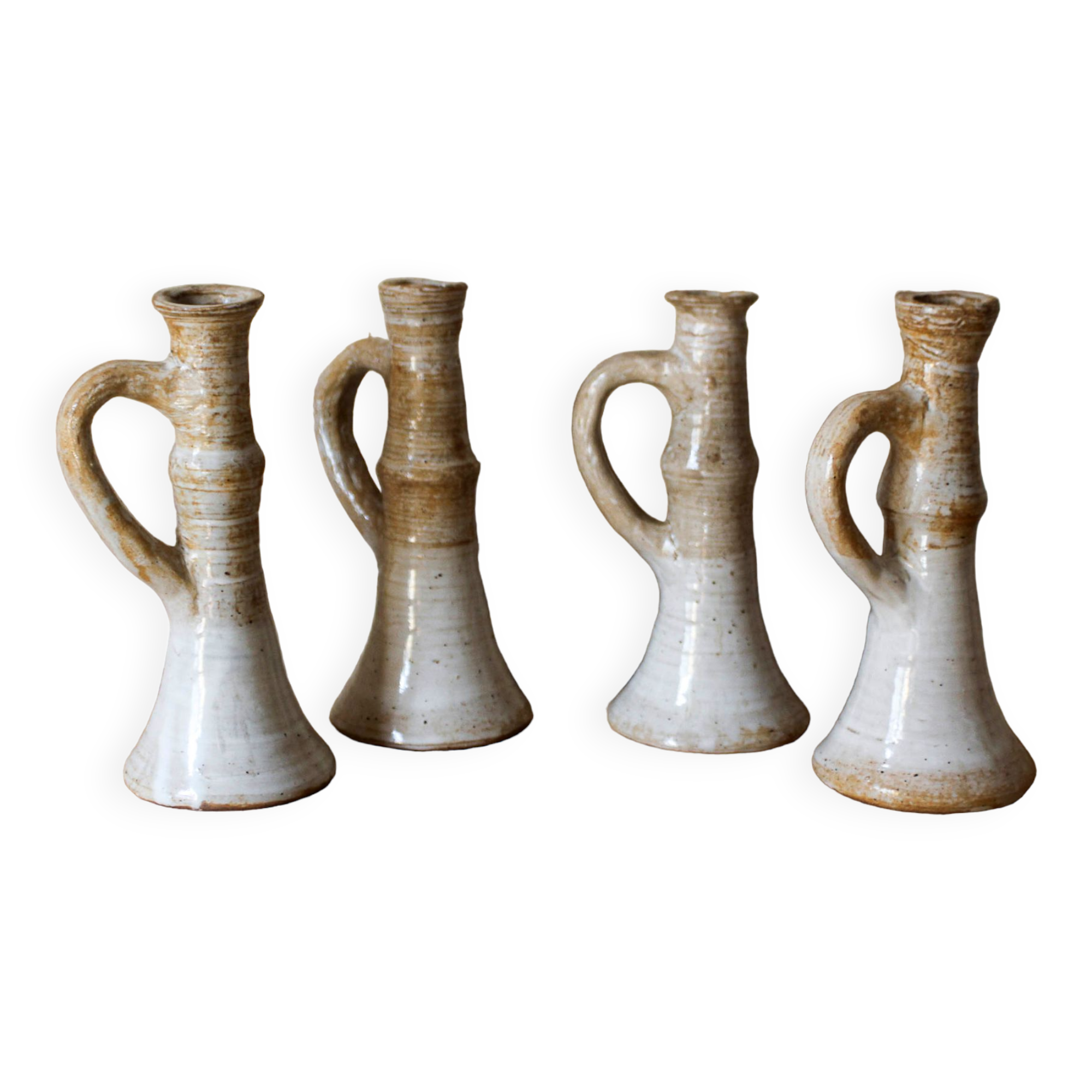 Set of 4 stoneware candle holders Pierre Lion - Puisaye