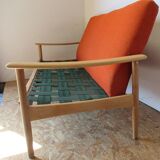 Scandinavian orange wool sofa