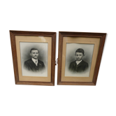 Pair of wooden frames with signed photos, 1923