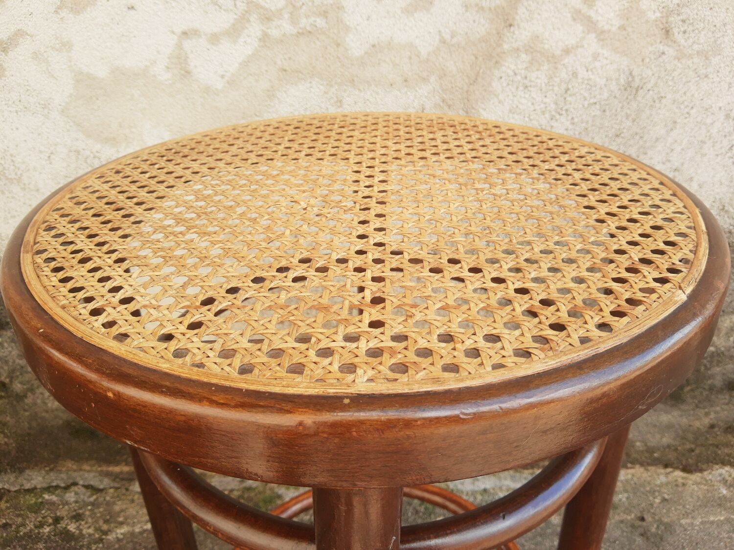 Wooden stool and vintage canning