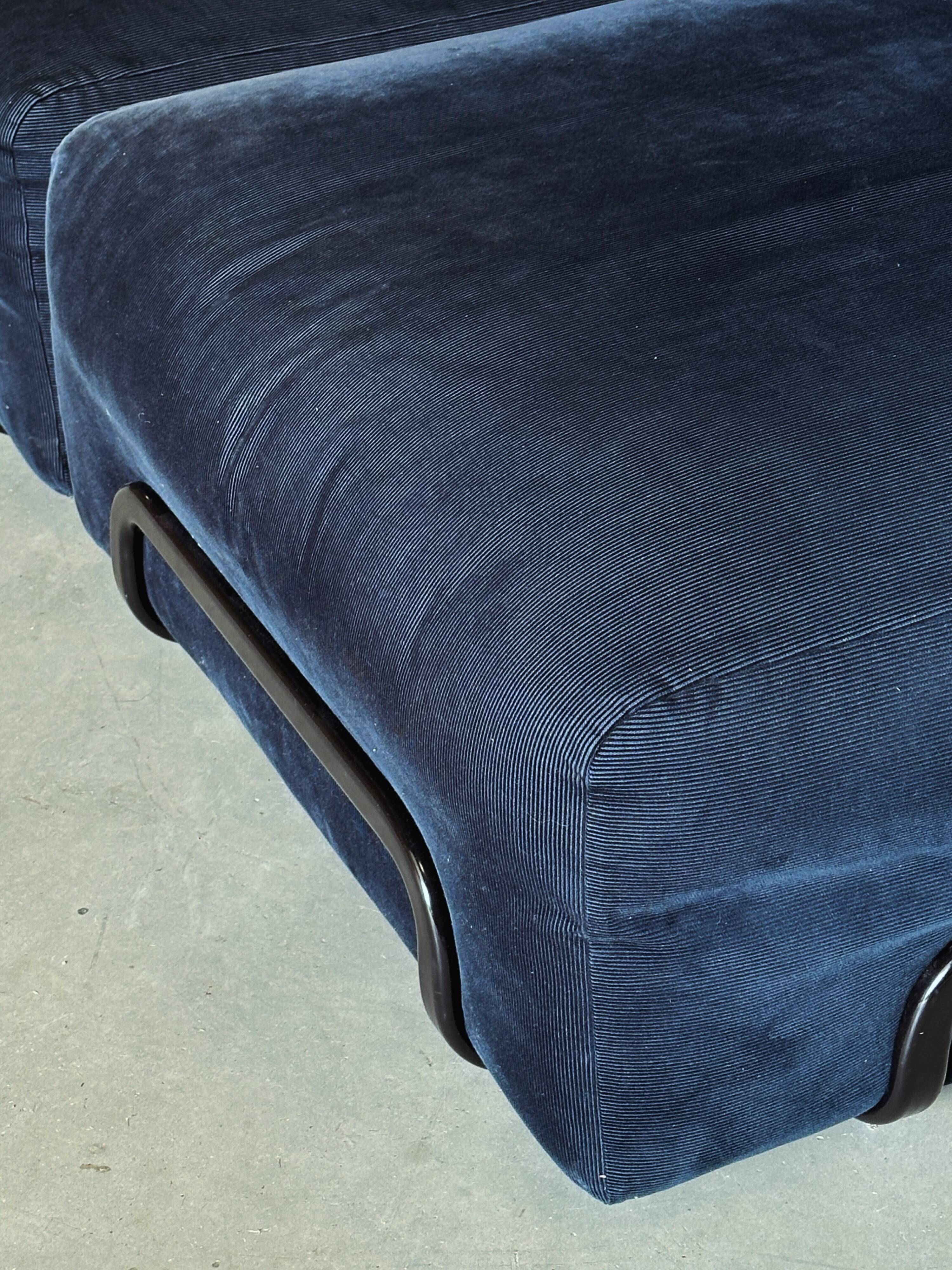Canapé modulaire vintage en velours bleu nuit – 2 modules