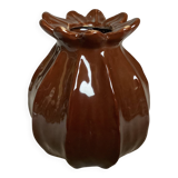 Brown ceramic corolla vase