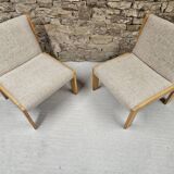Pair of 1970s loop wool lounge chairs