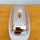 Silver metal butter dish