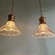 Pair of Holophane wall lamps in grooved glass, 1920s-30s