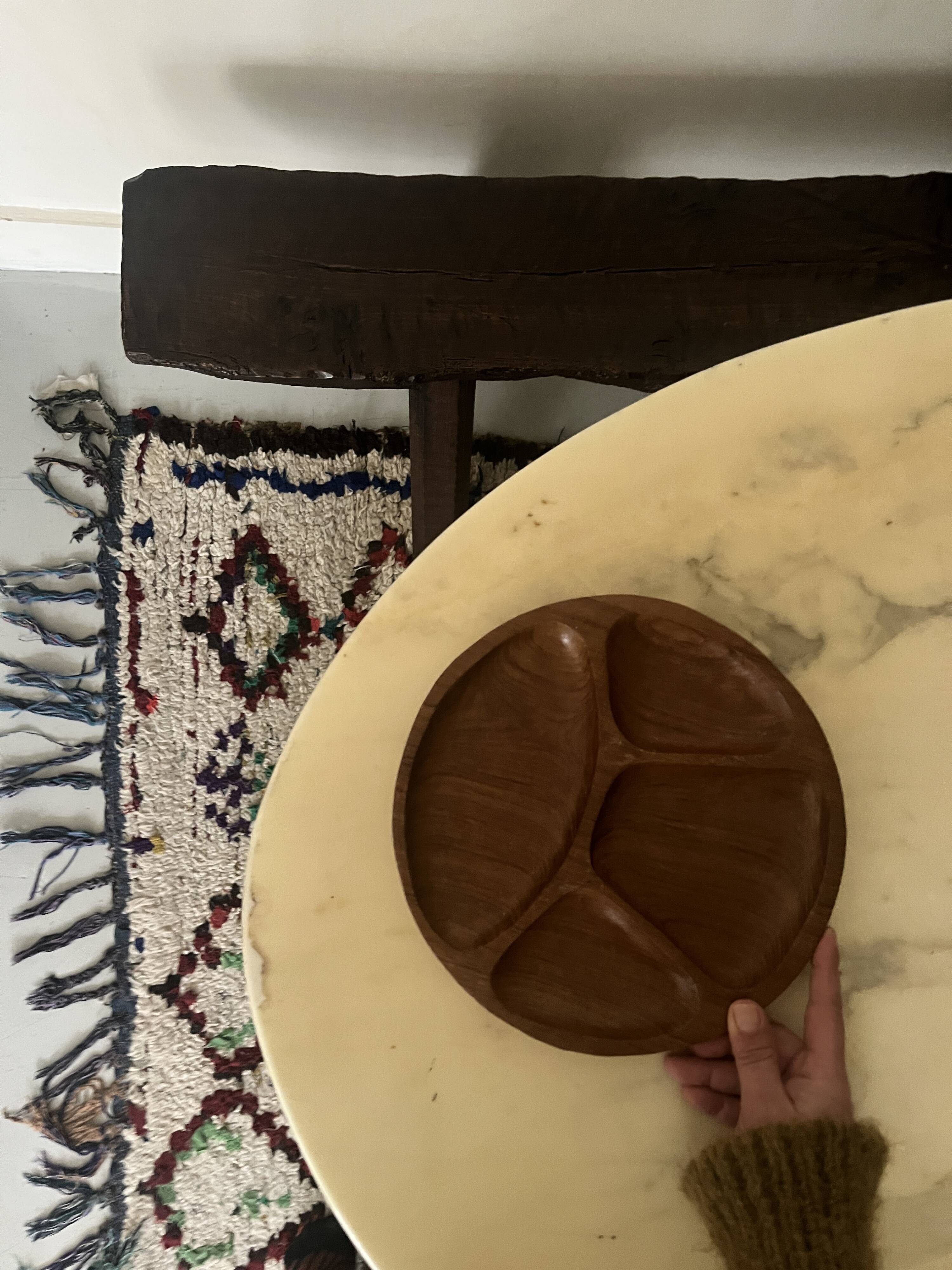 Teak aperitif tray plate, design 1960 Denmark