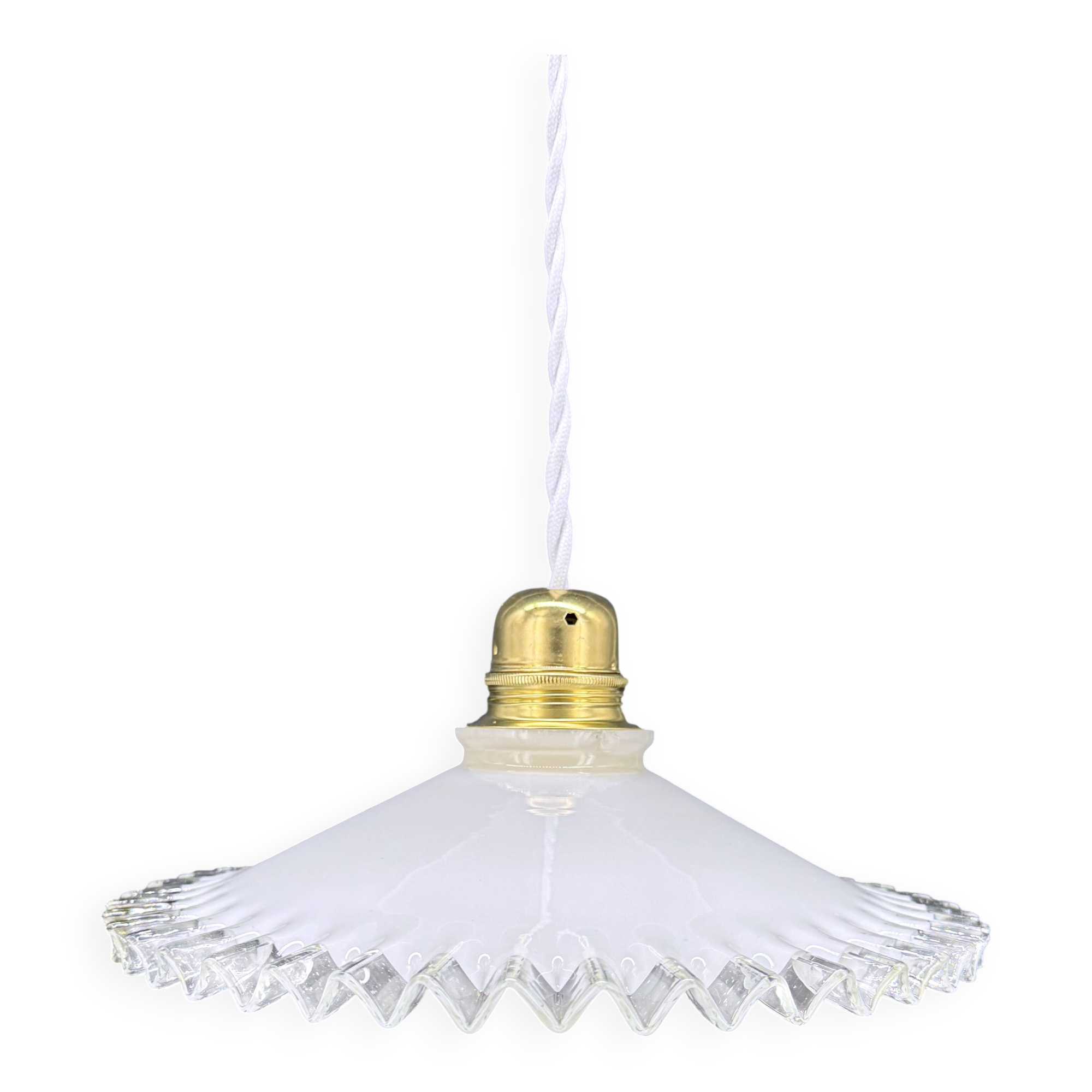 Vintage pendant light in white opaline glass
