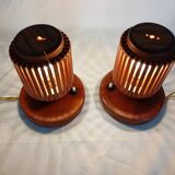 Pair of wooden bedside lamps