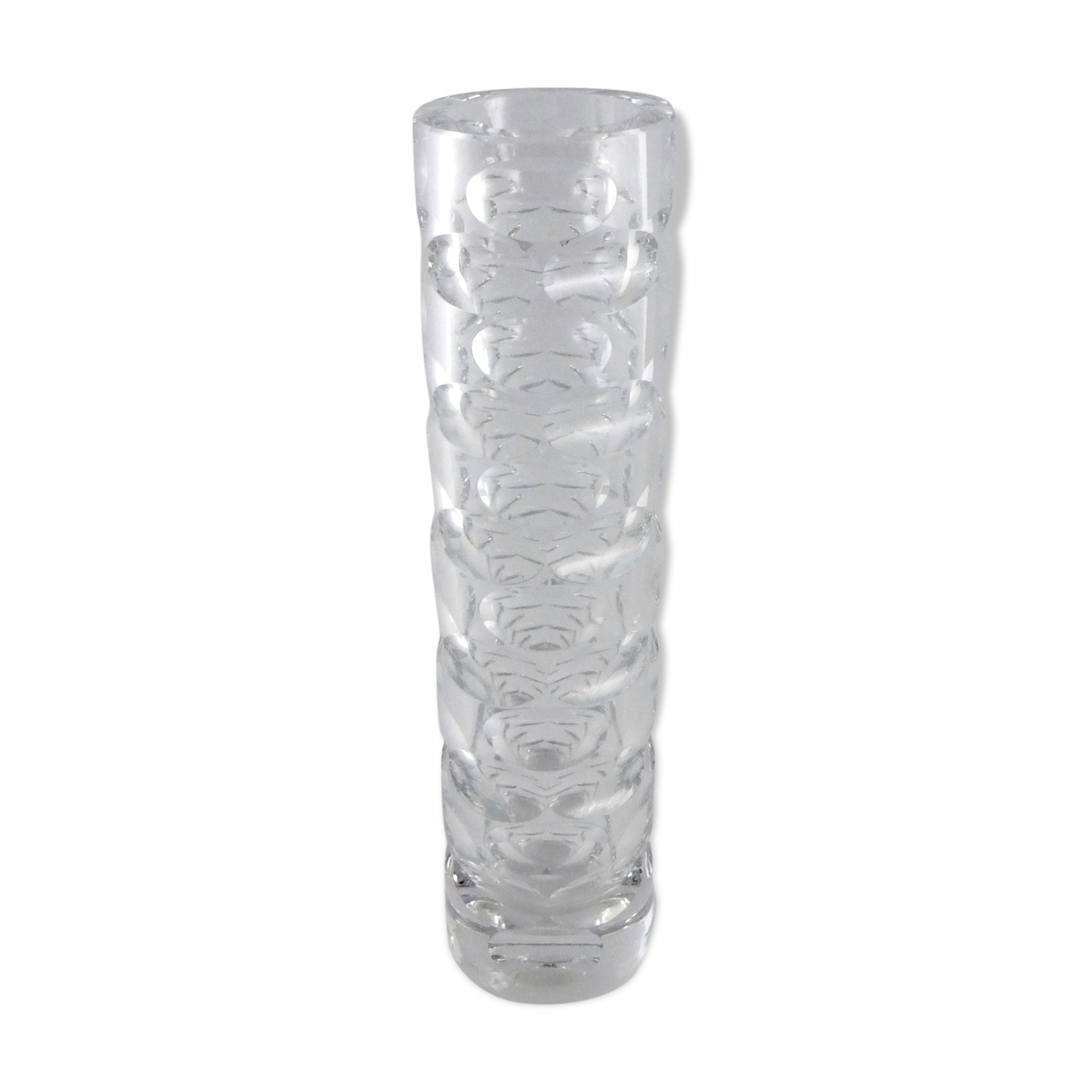 Cylindrical vase faceted crystal of the years 60/70