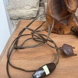 Brutalist sculptural lamp base in olive wood