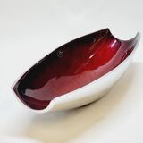 Designer bowl centerpiece in iridescent red enameled metal