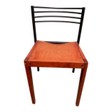 Chair with wooden seat and rare steel back