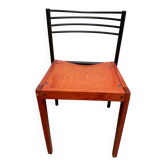 Chair with wooden seat and rare steel back