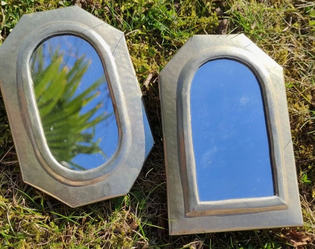 Duo de miroirs en métal argenté