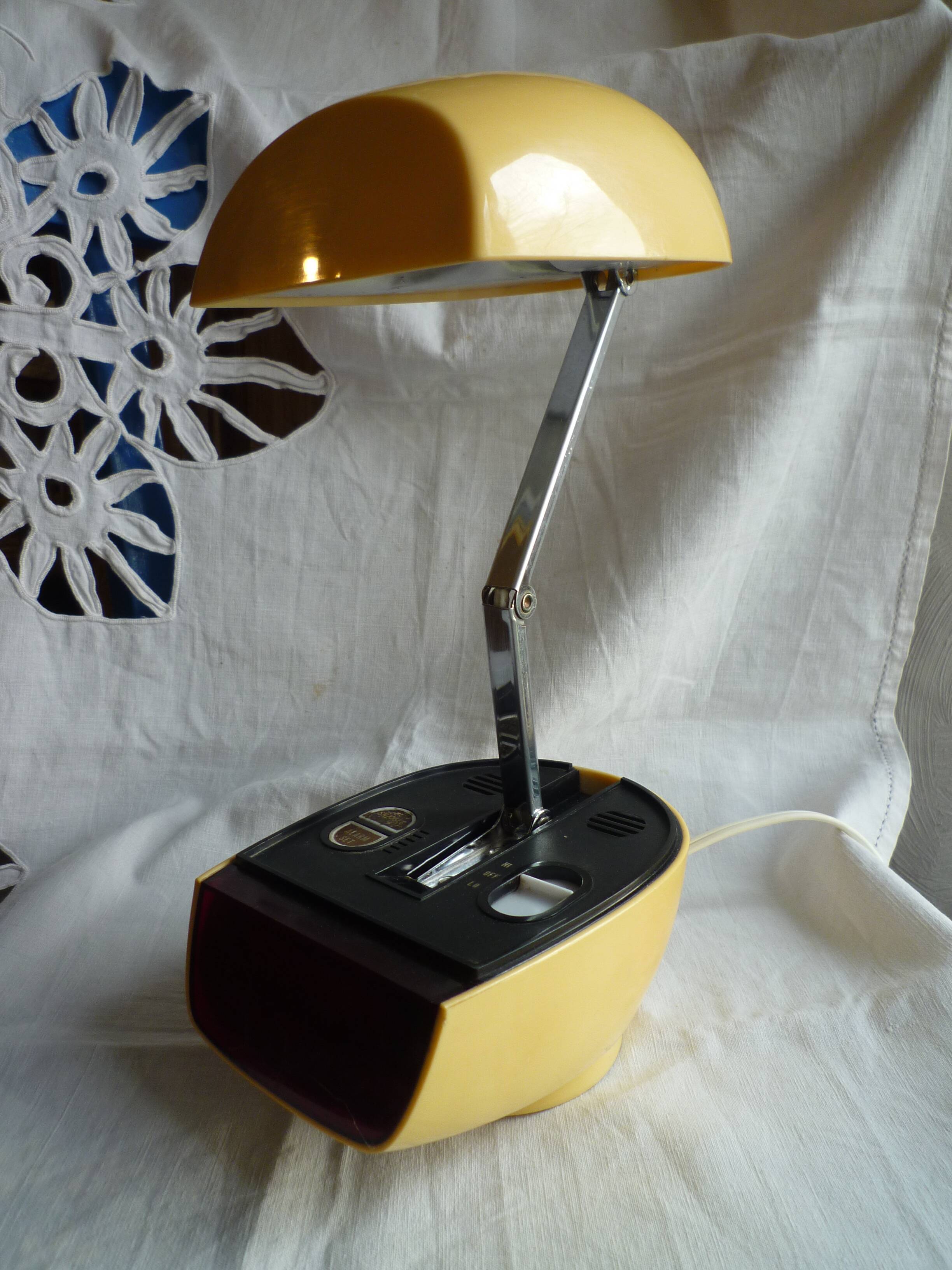 Articulated bedside alarm alarm lamp "Space Age" 70s