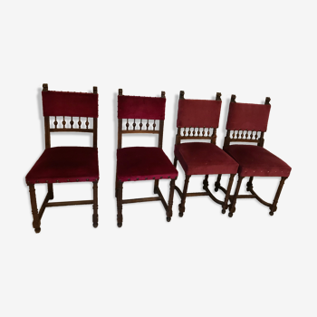 Henri II style chairs covered with red velvet fabric