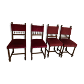 Henri II style chairs covered with red velvet fabric
