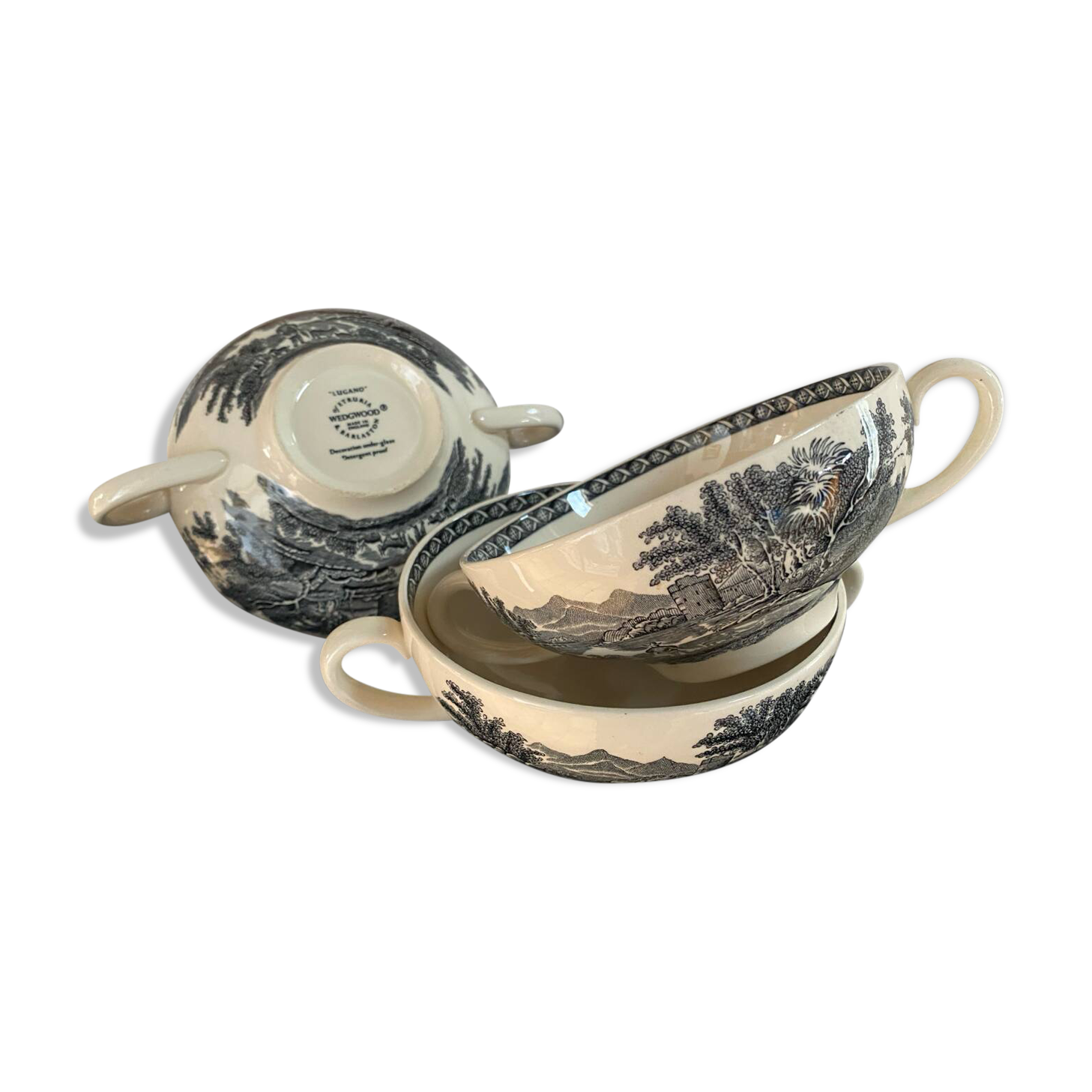 Set of 3 Wedgwood bowls in the Lugano pattern.