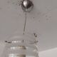 70's pendant light, partially sandblasted molded glass