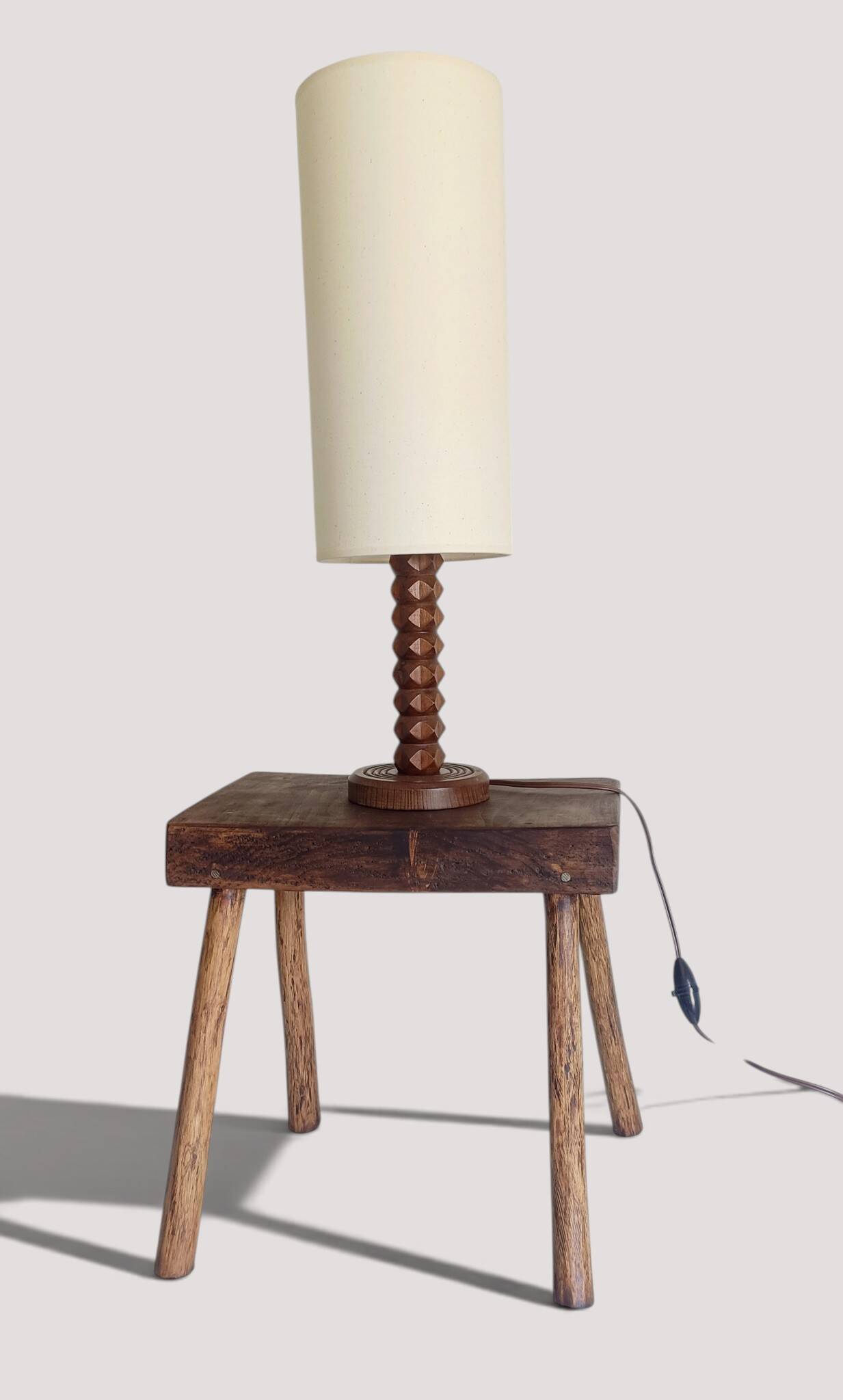 Rustic European Solid Wood Accent Side Table or Stool