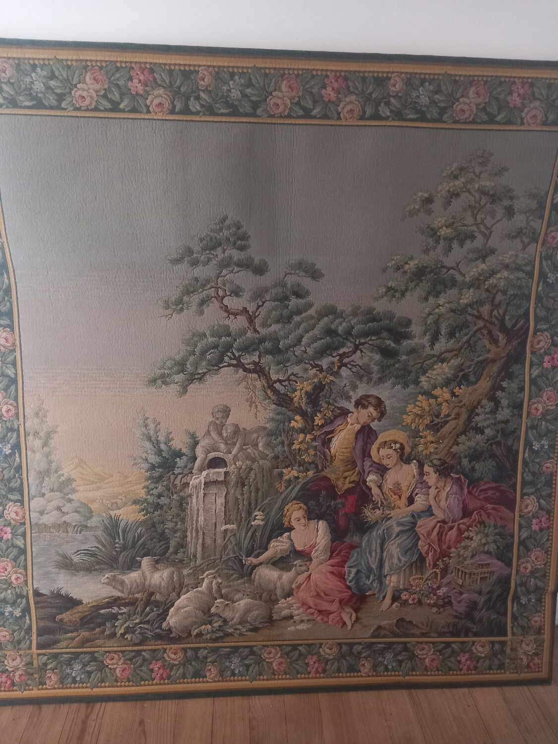 Genuine woven tapestry in the Aubusson style – pastoral French tapestry