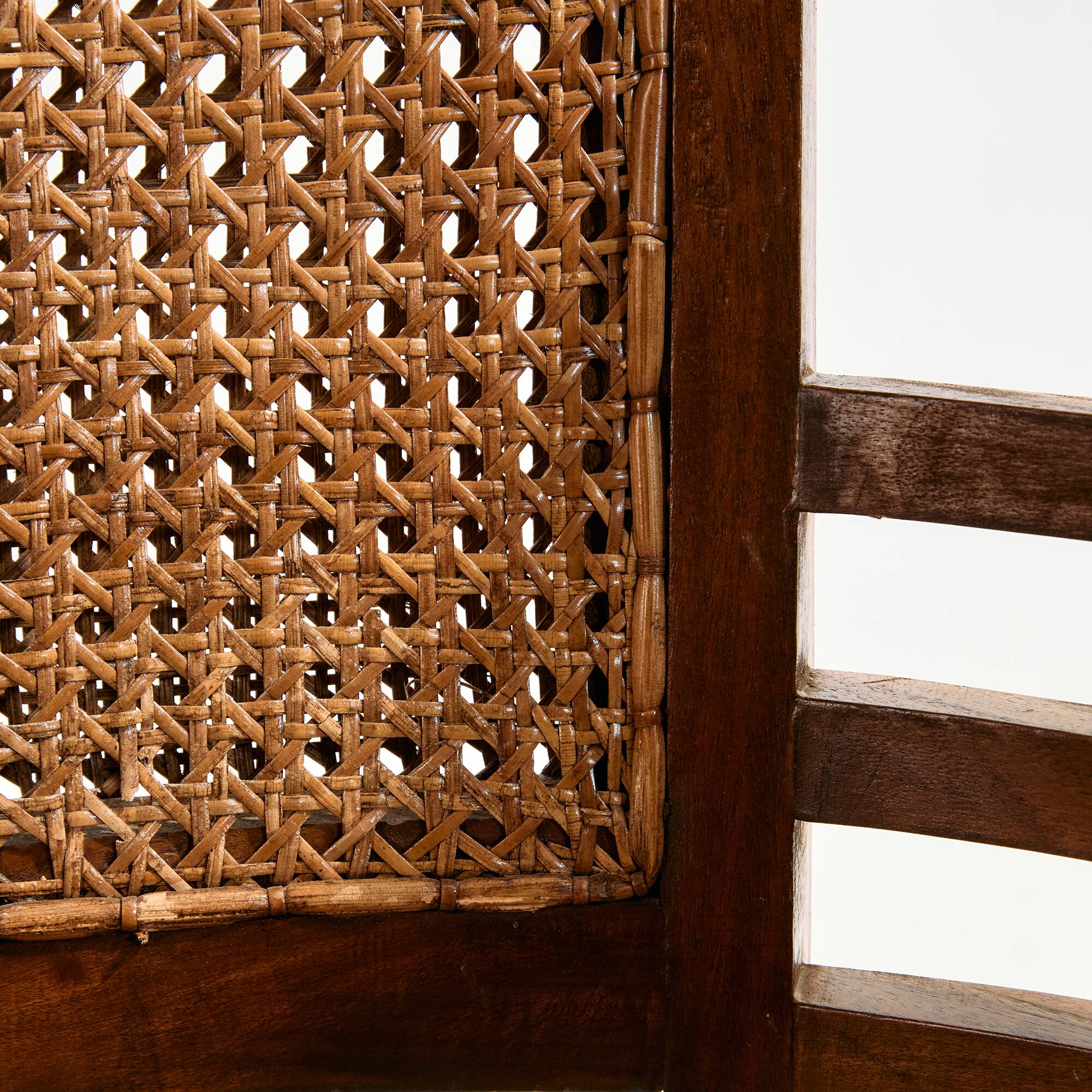 Beech and rattan armchair