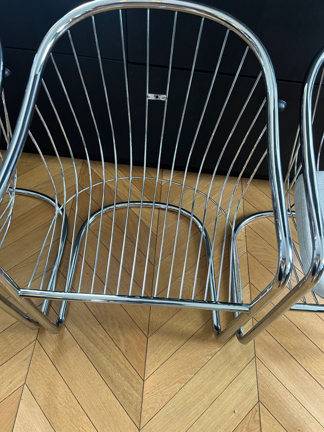 Set of 6 vintage Italian design chairs in chrome – 1970s – Gas style
