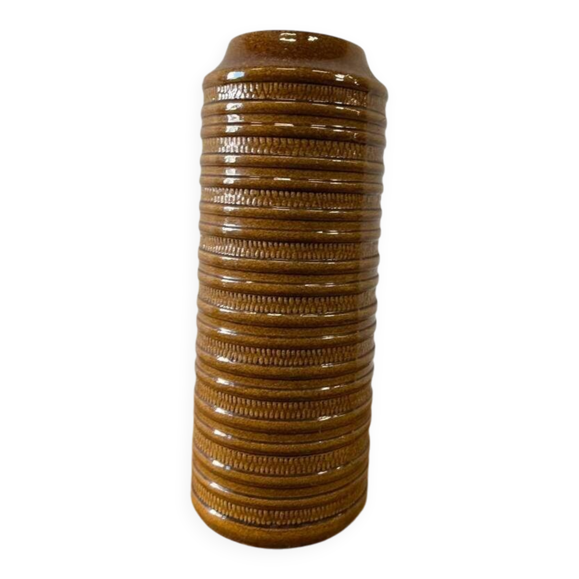 Vintage yellow-brown West Germany Carstens tall vase