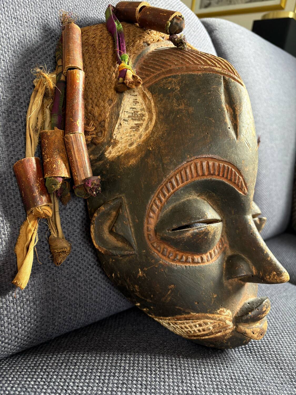 Chokwe African Mask "Mwana Pwo" - Vintage 1970 - 35cm