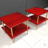 Pair of lacquered goatskin side tables by Aldo Tura, 1960s