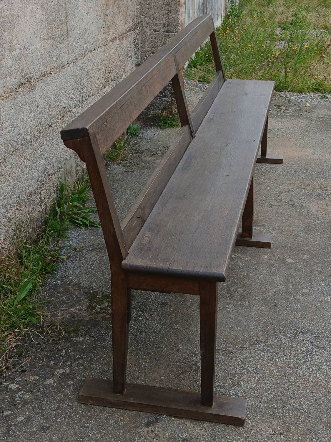 19th century oak church pew, 257 cm