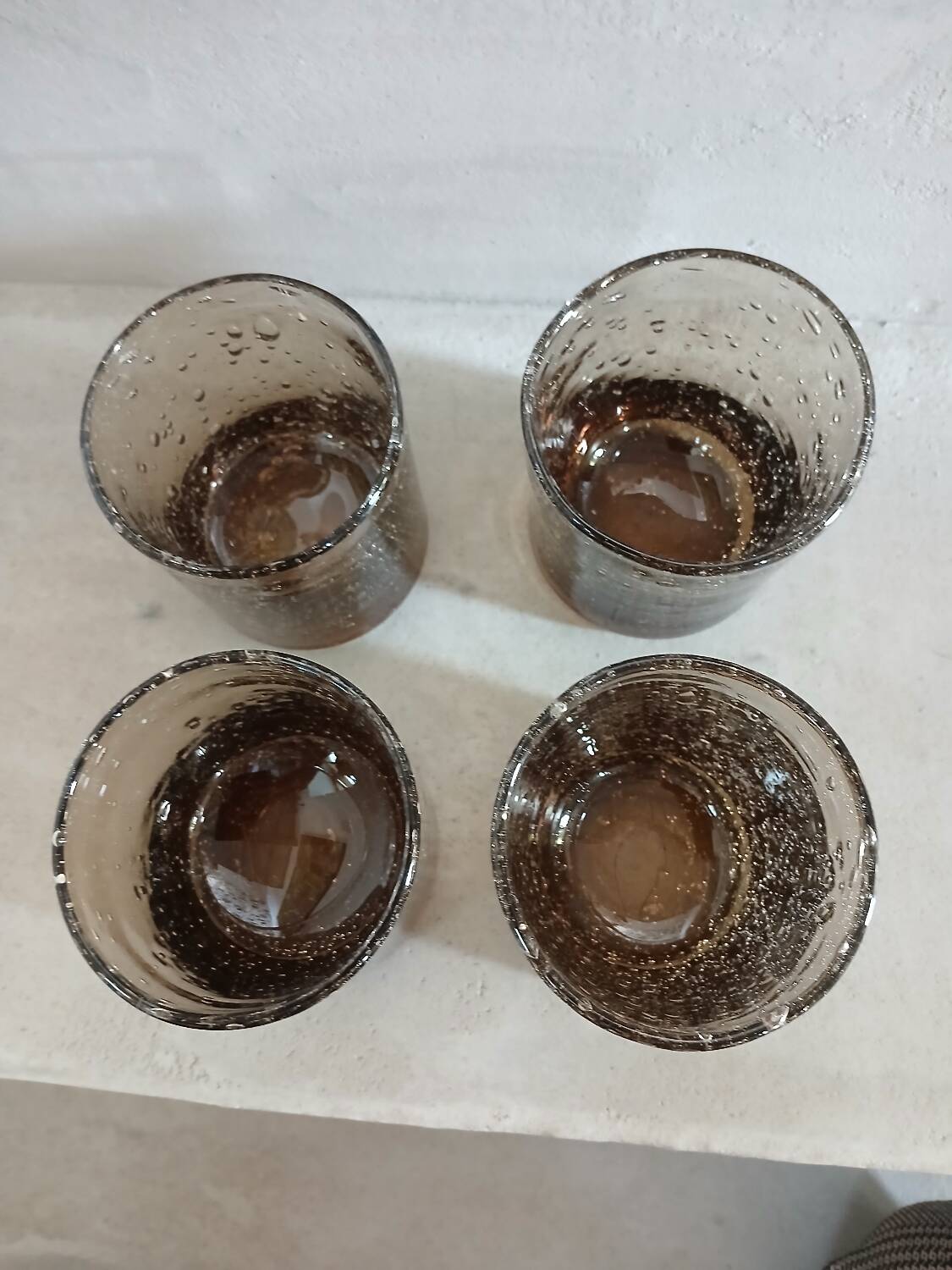 4 bubble glass water glasses