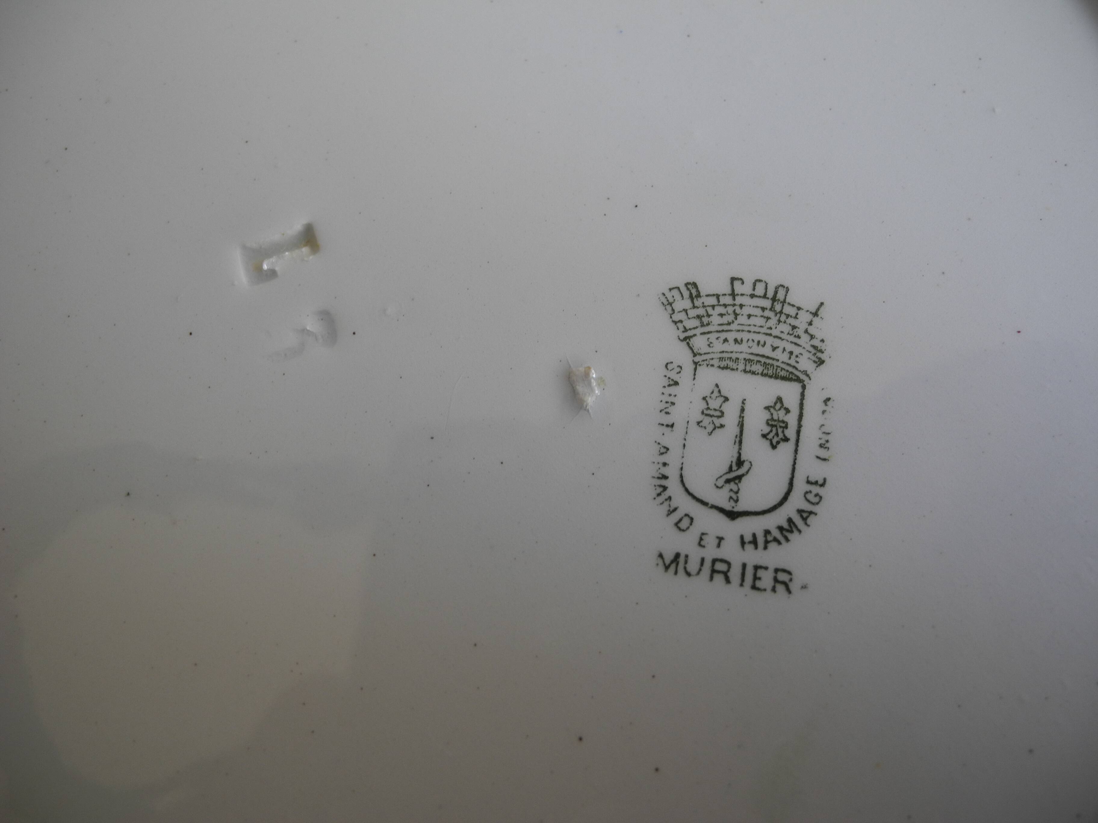 Old earthenware dish St Amand Hamage Murier antique French dish