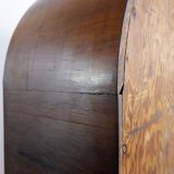 Vitrine cintrée en bois et porte vitrée - années 1950