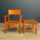 Scandinavian folklore armchair with footrest