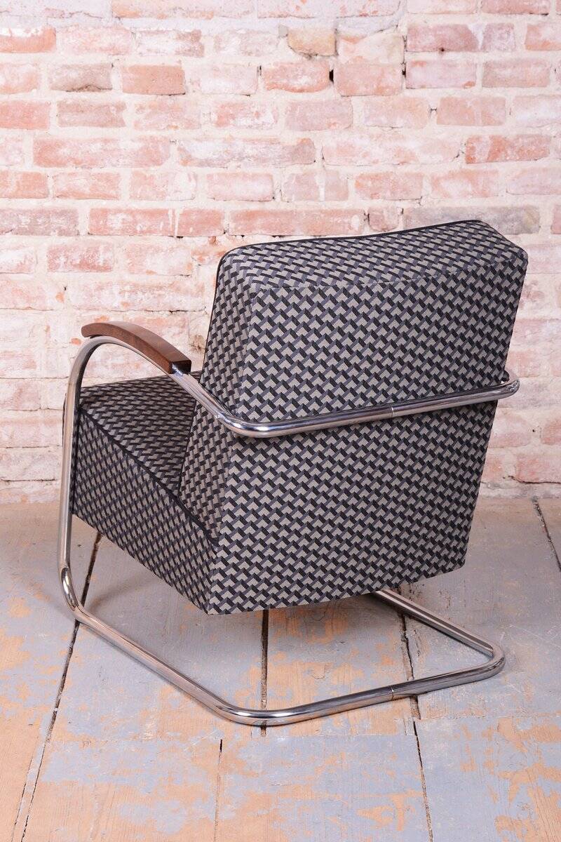 Bauhaus Armchairs in Beech and Chrome from Mücke-Melder, Czech, 1930s, Set of 2