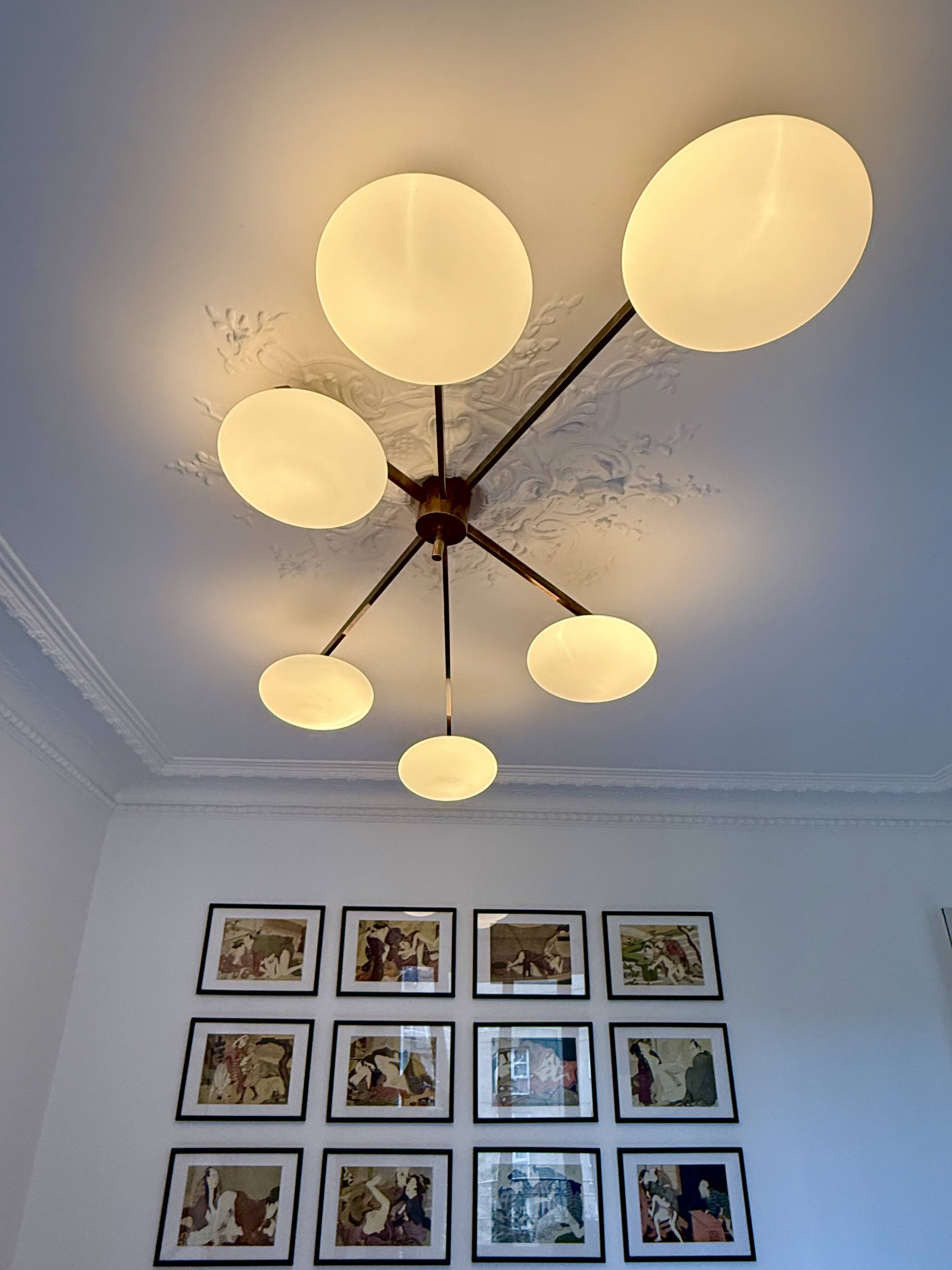 Angelo Lelii lustre plafonnier modèle 6 lune édition arredoluce