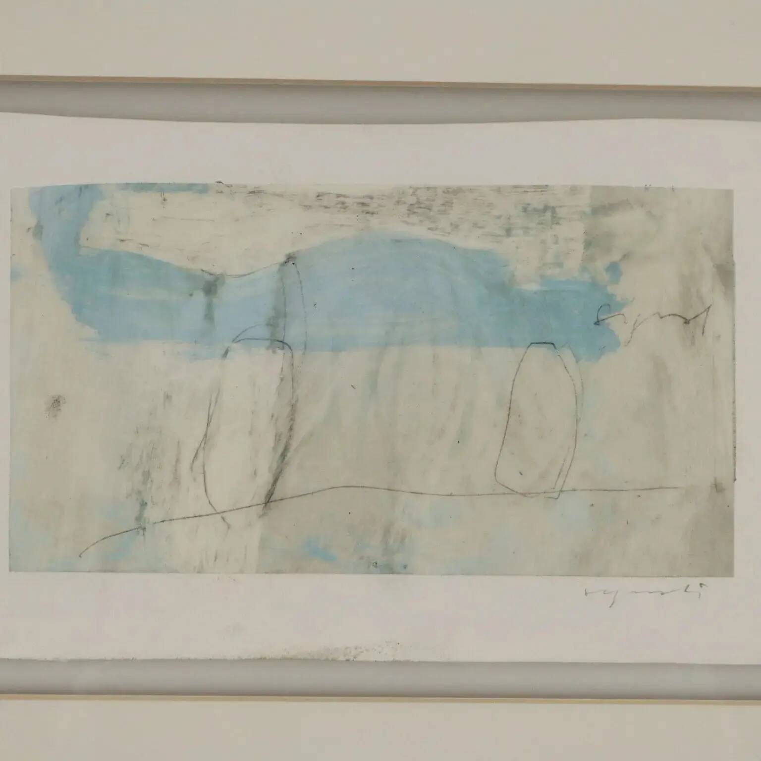 Peinture contemporaine signée Luca Caccioni, technique mixte, 1991