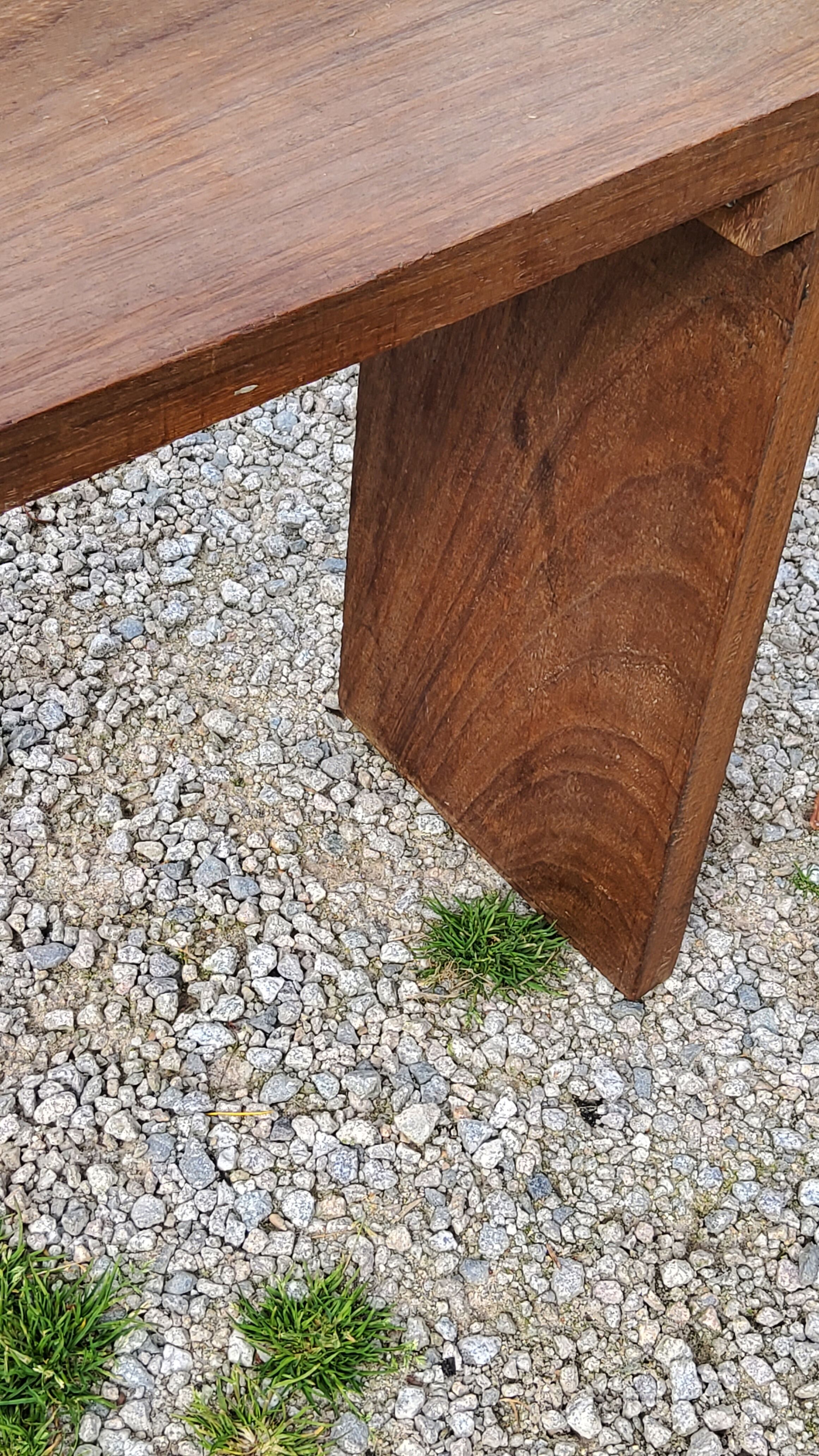 Brutalist bench of the 30s in solid mahogany