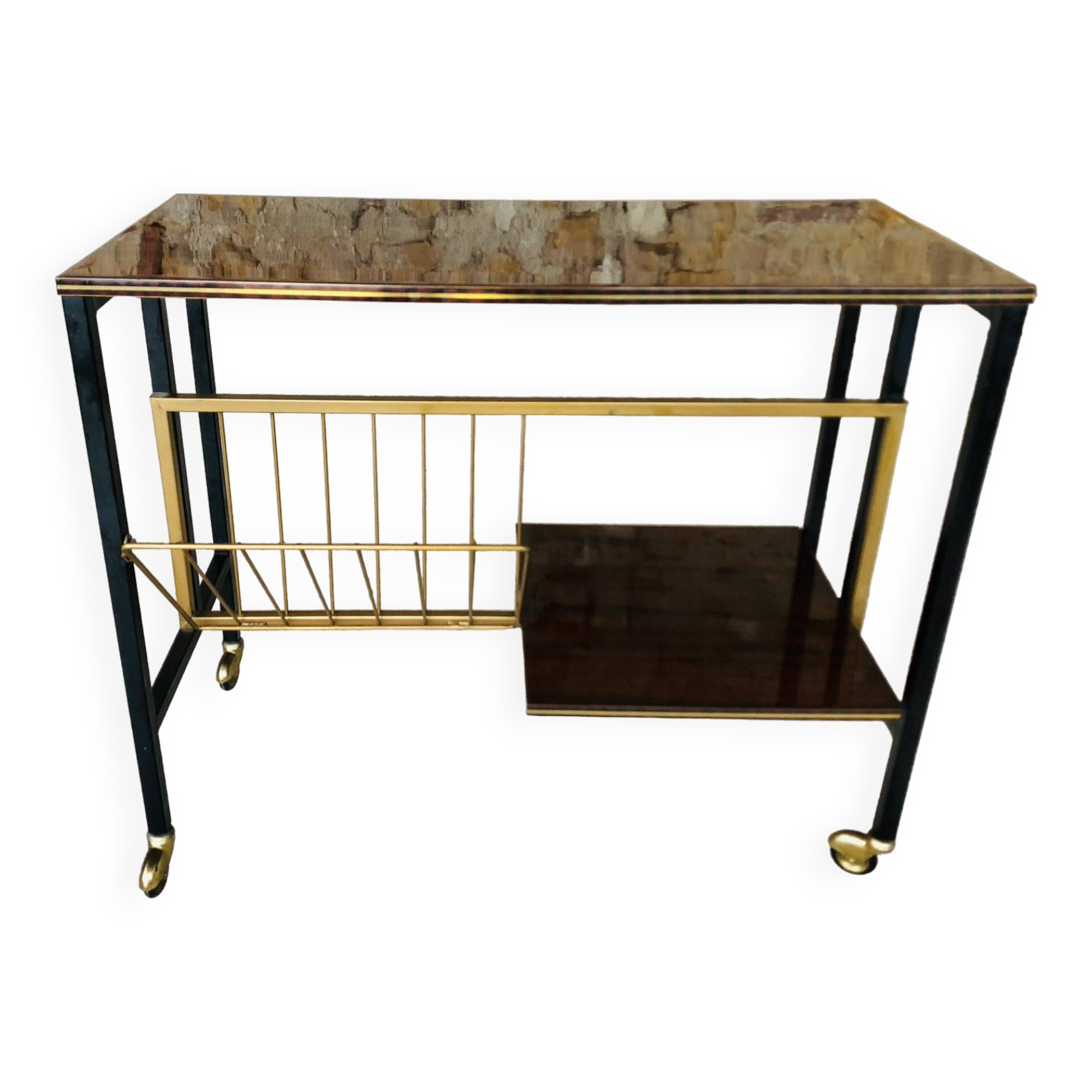 Console/ meuble hifi stereo en palissandre et metal , circa 70's