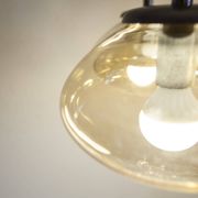 Light smoked glass water drop chandelier with 6 drops from the 1960s.